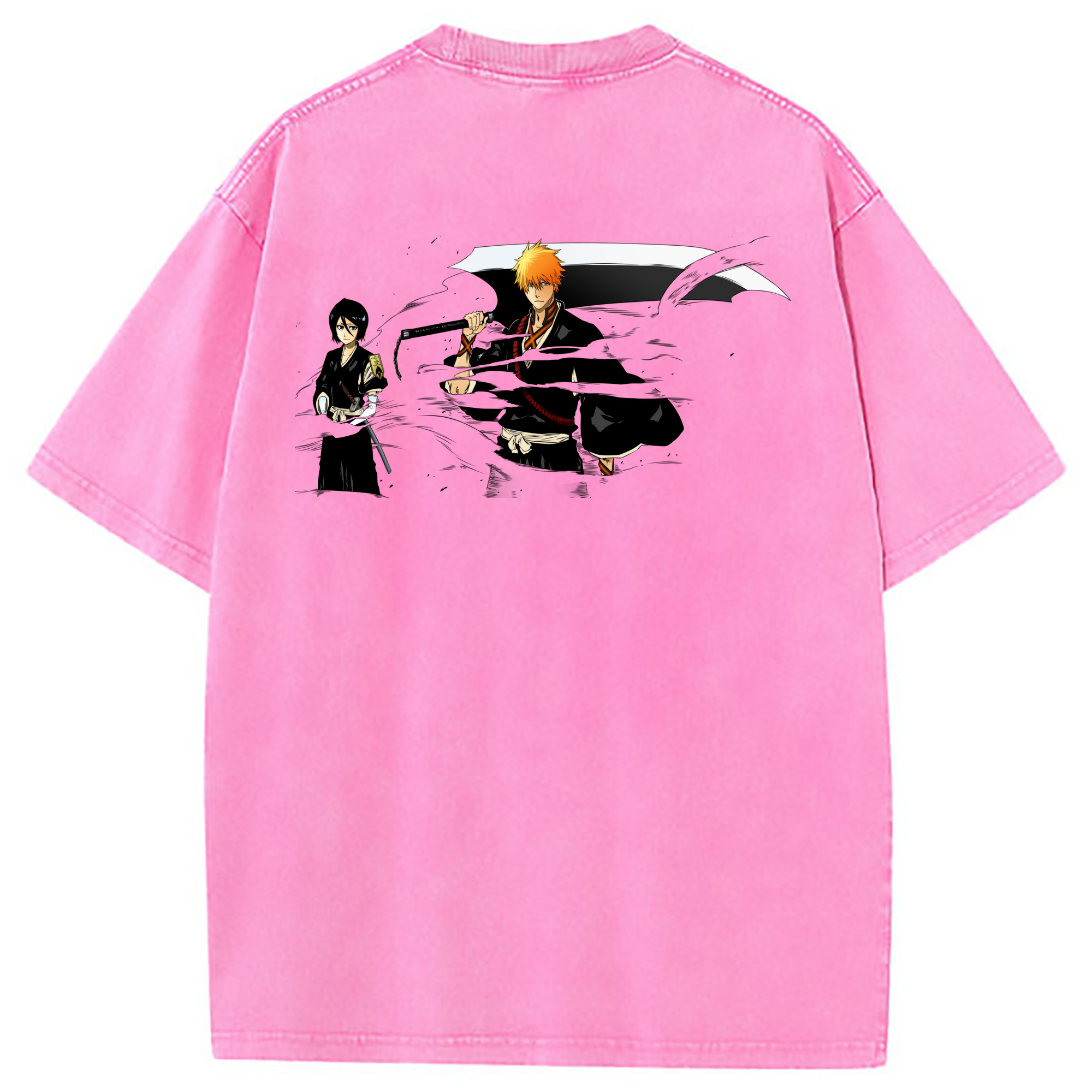 （画像用） ブリーチ 黒崎一護（くろさき いちご）BLEACH Kurosaki Ichigo 綿100% ヴィンテージ風 半袖Tシャツ（背面プリント）